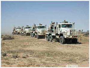 Seismic trucks carrying out operations in the Cooper Basin
