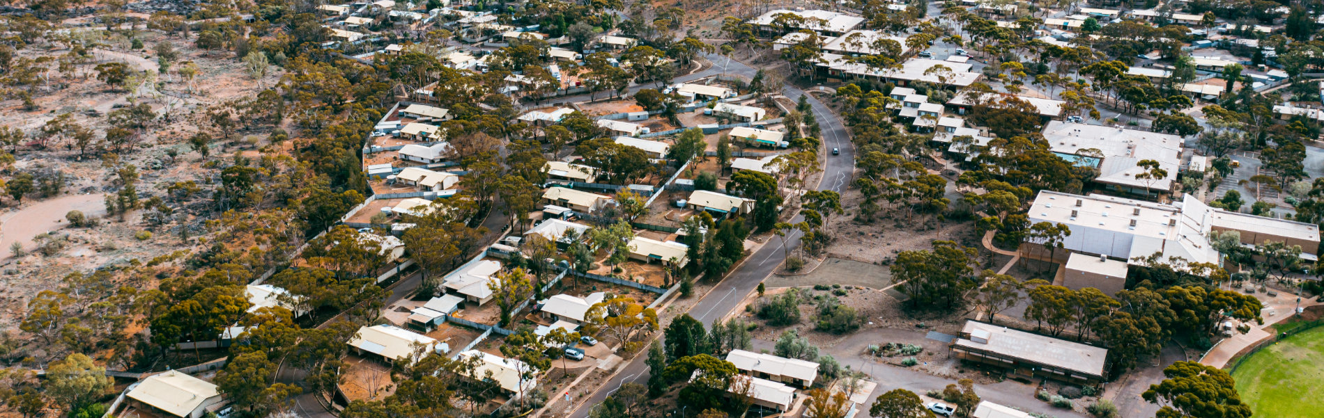 Drone photo overlooking Leigh Creek township