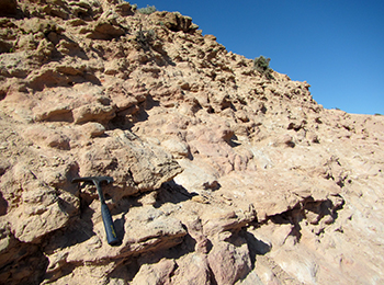 Figure 3d Sandstone succession showing indistinct planar bedding.