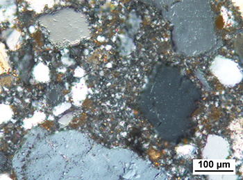 Figure 10e Weakly silcretised sandstone with microgranular matrix.