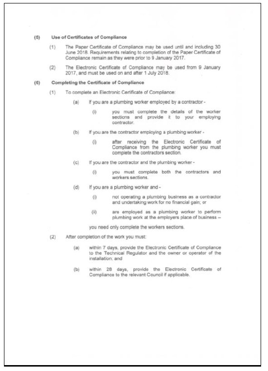Appendix 7: Scheme for Plumbing Certificates of Compliance Appendix 7: Scheme for Plumbing Certificates of Compliance
