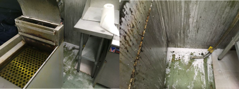Photos of the deep fryer and open-end hose assembly involved in explosion incident