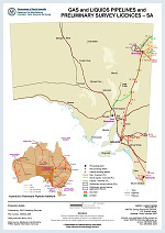 Map of Gas and liquids pipelines and preliminary survey licences in SA