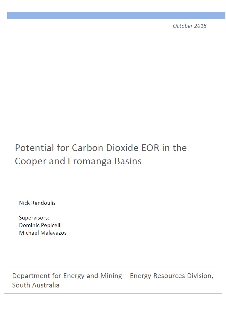 Front cover of potential for CO2 EOR in Cooper-Eromanga report