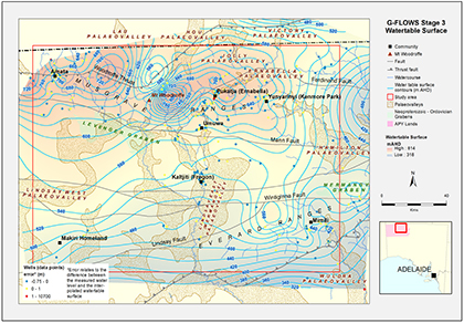 Figure 2 Regionally interpreted watertable surface. Figure 2 Regionally interpreted watertable surface.