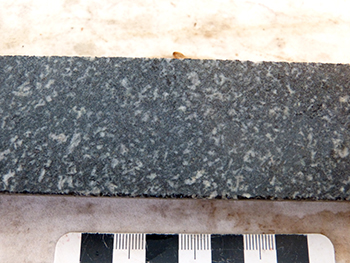 Figure 2b Weakly foliated hornblende&ndash;quartz&ndash;plagioclase&ndash;biotite gabbro.