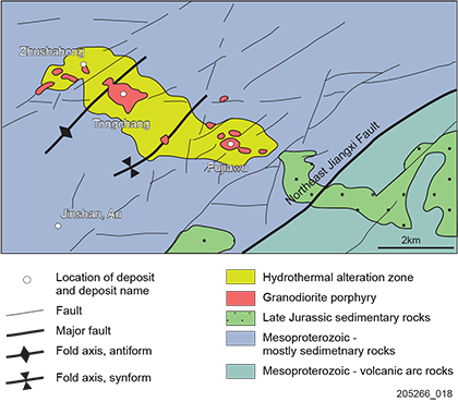 Figure 4 Map of the Dexing mine region showing the three major orebodies.
