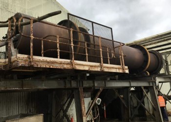 A photo of the Rotary salt dryer involved in an explosion.