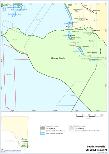 Map showing the location of the Otway Basin in South Australia