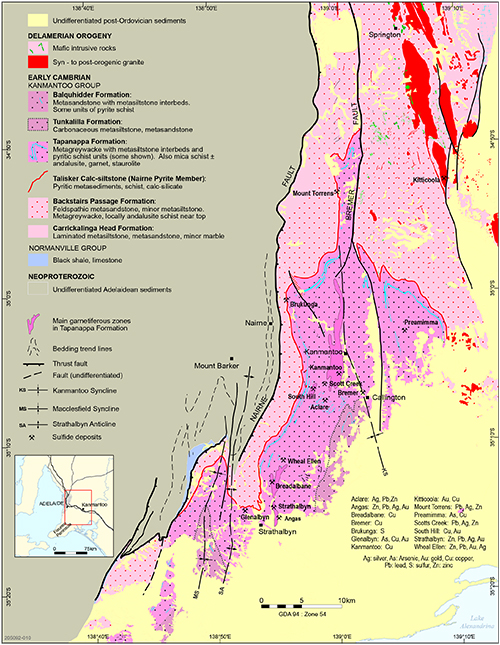 Figure 1 Geology of the Kanmantoo region.