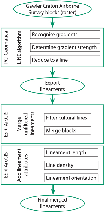 Figure 2 Flow chart showing the procedure for generating and determining the values of the lineaments.