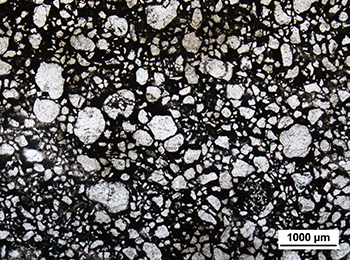 Figure 10a Angular quartz grains enclosed in a clay-rich, intensively silcretised matrix.