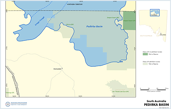 Map of location of the Pedirka Basin in South Australia