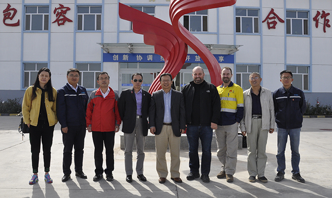 GSSA staff outside CNNC Xinjiang Tianshan Uranium Co. Ltd office, China.