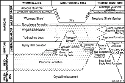 Figure 7 Time–rock diagram for the TORRENS map sheet area.