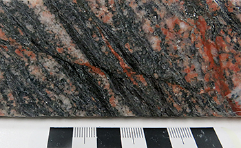 Figure 5a Garnet-, sillimanite- and muscovite-bearing metagranite in drillhole FBD2.