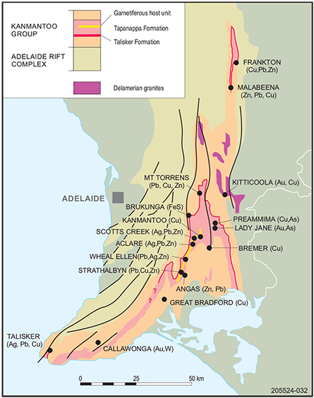 Distribution of base and precious metal in the Tapanappa Formation.