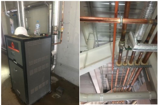 Figure A1 G13: Type B hot water heater and overhead pipework inspection audited by an Authorised Officer Two photos of Type B hot water heater and overhead pipework inspection audited by an Authorised Officer