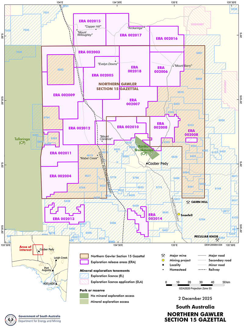 Location map of the 16 blocks for release