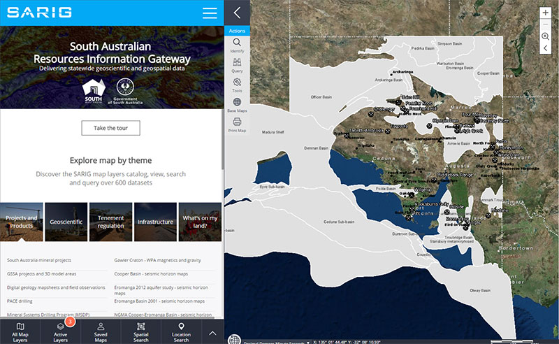 South Australian Resource Information Gateway landing page