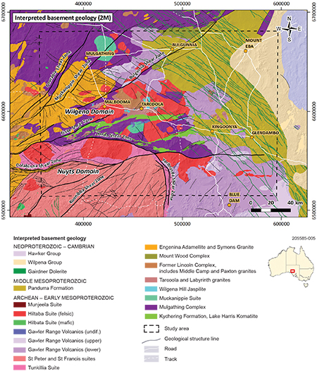 Interpreted solid geological map of the study area.