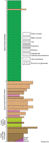 Figure 2 Generalised lithostratigraphic sequence preserved within the Roopena Basin.