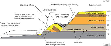 Cross-section of a coastal landslump.