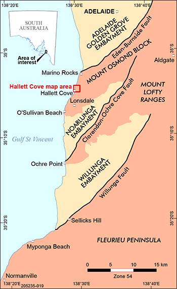 Figure 1 Locality map showing Hallett Cove geological map area.