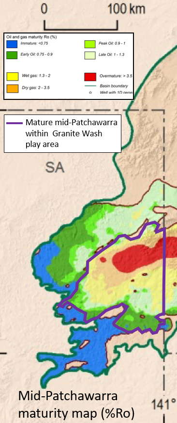 Maturity of the mid-Patchawarra around the Granite Wash play (modified from Hall et al, 2015a)