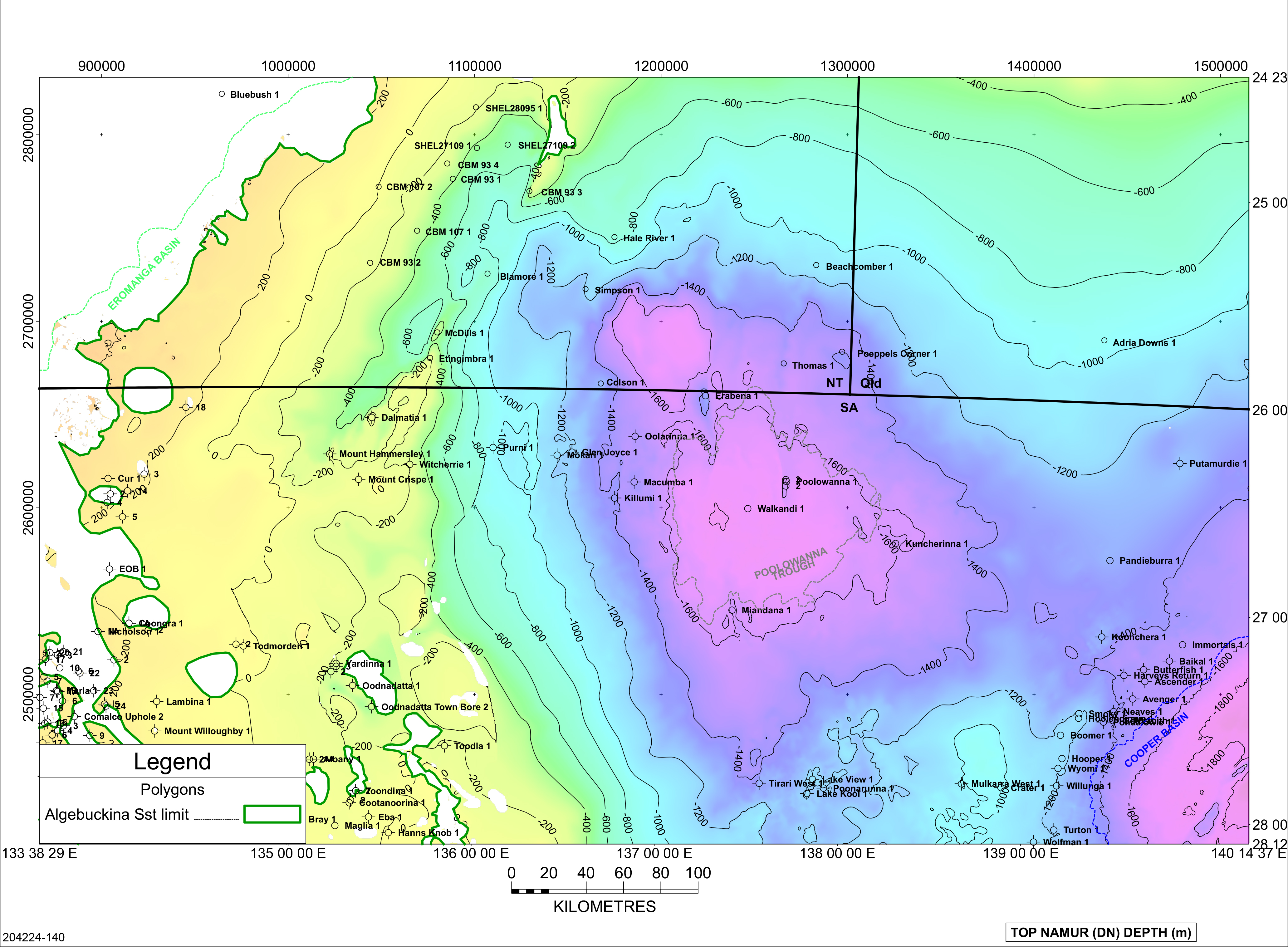 Extent of the Algebuckina Sandstone reservoir in the Poolowanna Trough region
