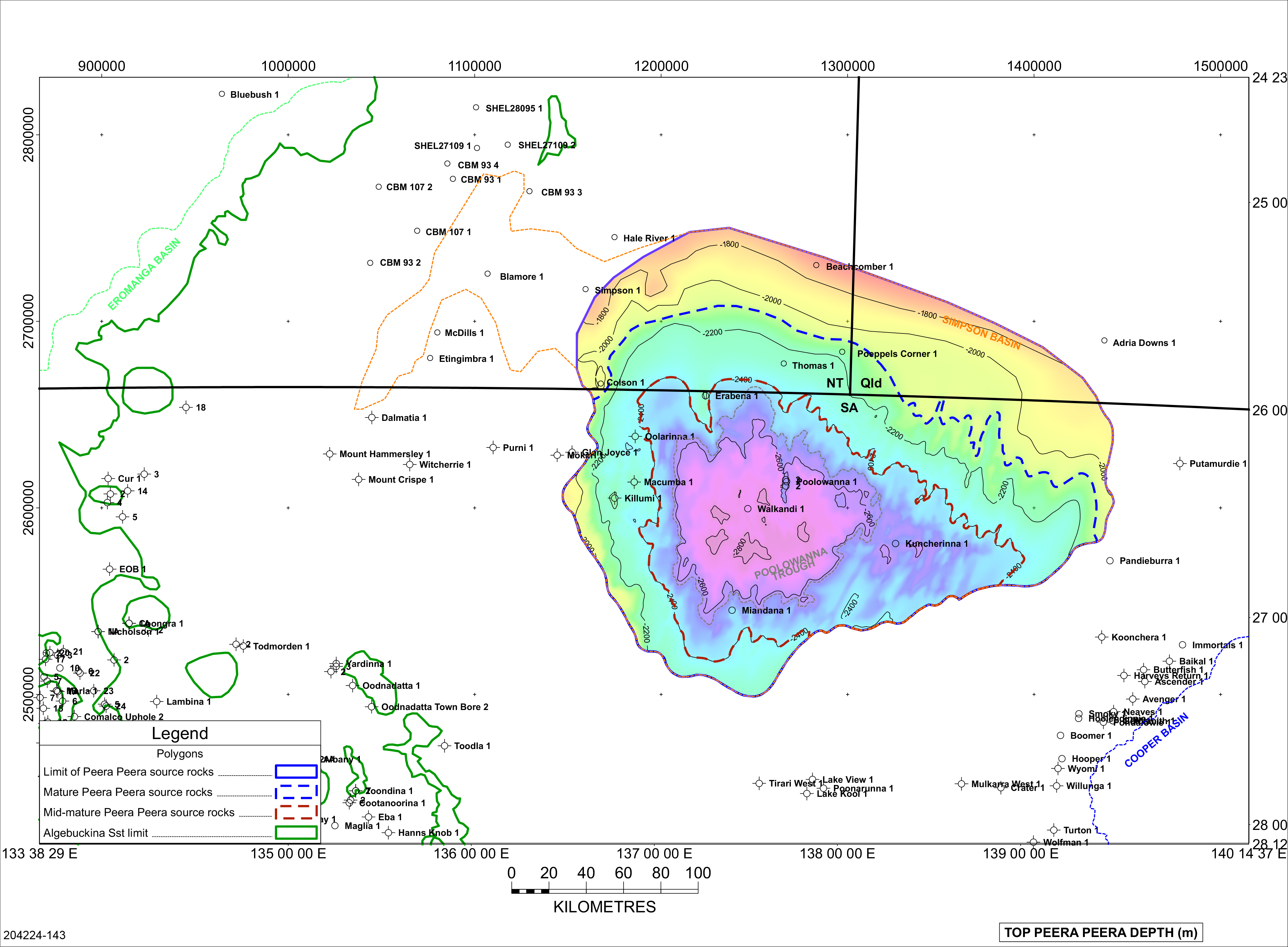Maturity of the Peera Peera Formation source rocks in the Simpson Basin.