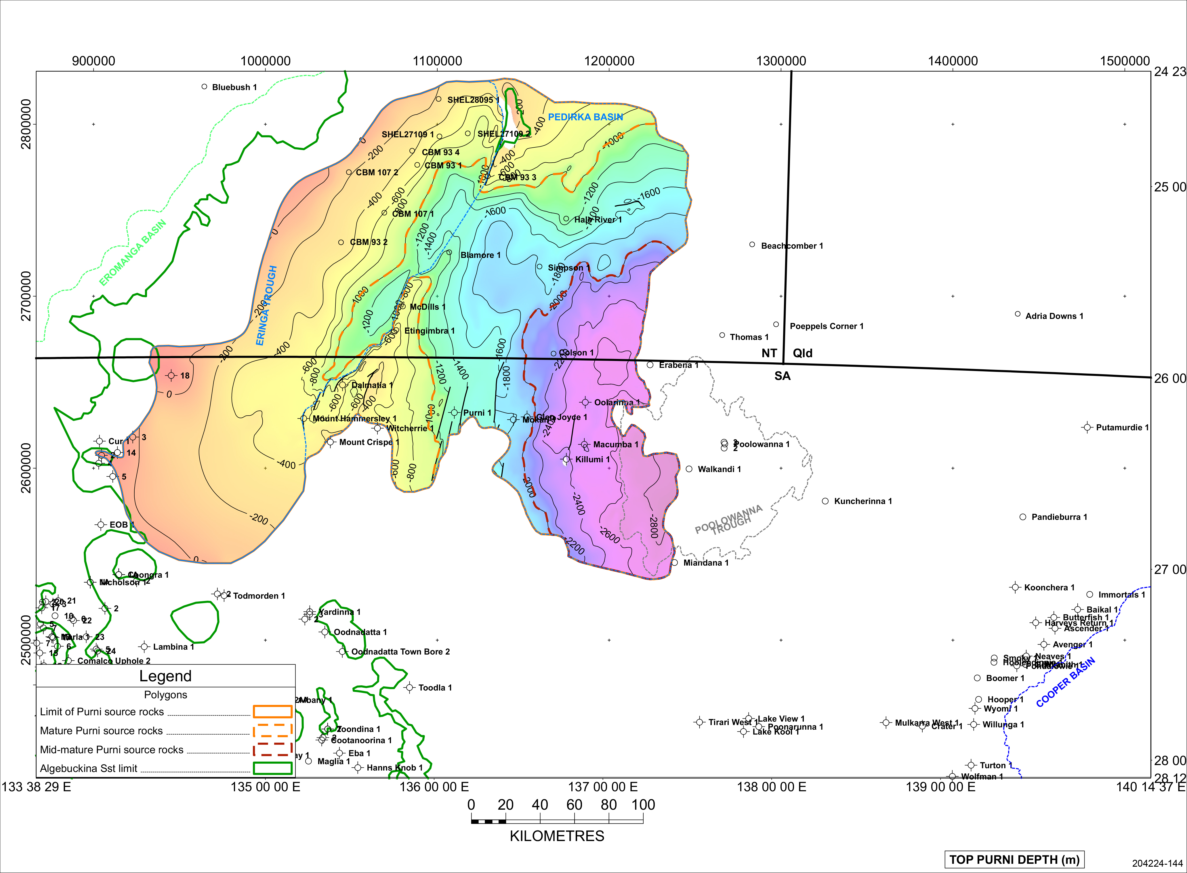Maturity of the Purni Formation source rocks in the Pedirka Basin.