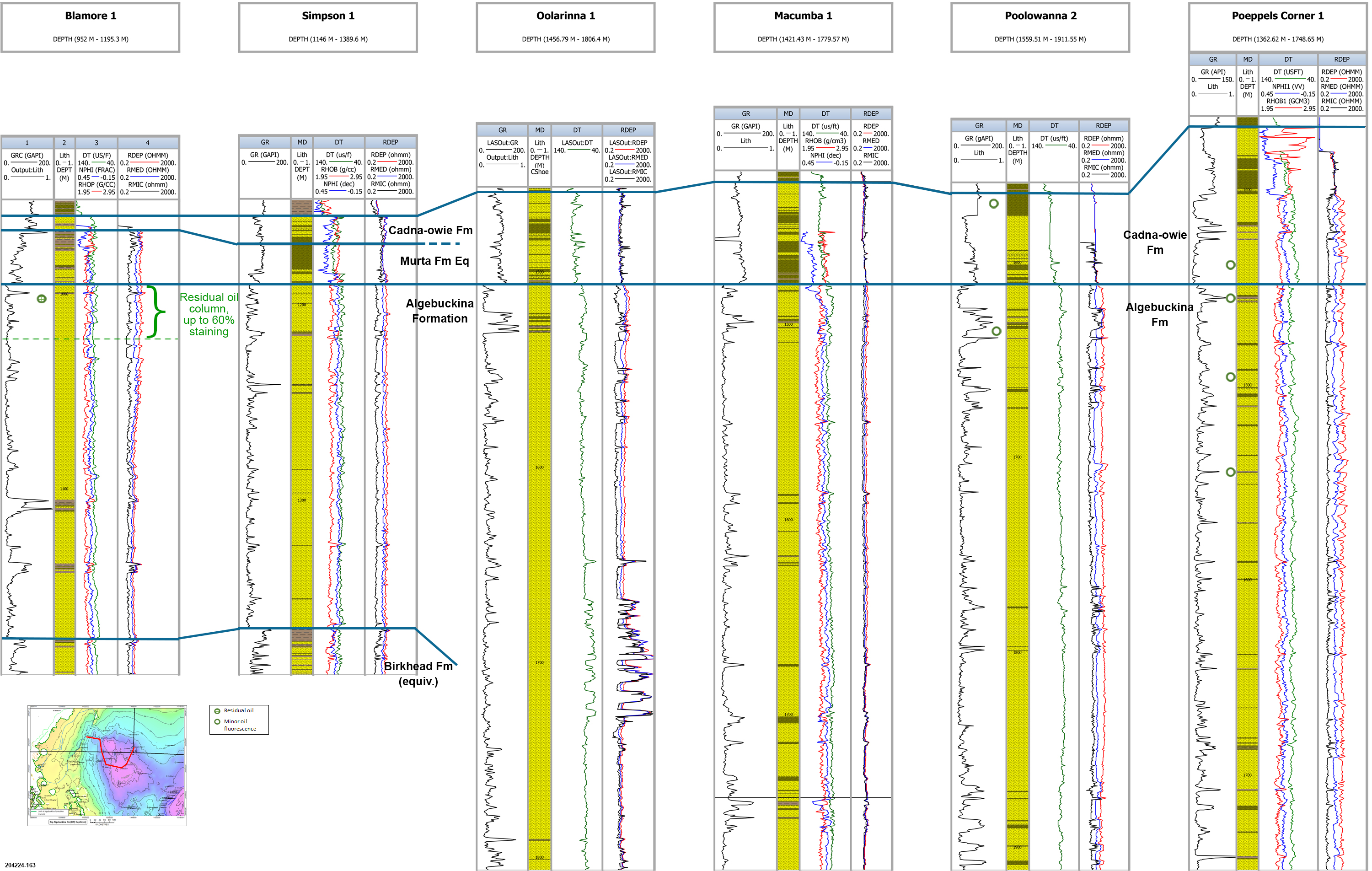 Upper Algebuckina Formation Correlation in the Poolowanna Trough region. Datum: Top Algebuckina Formation