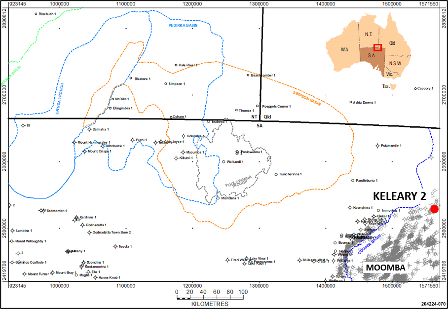 Location of Keleary 2 with respect to the Poolowanna Trough