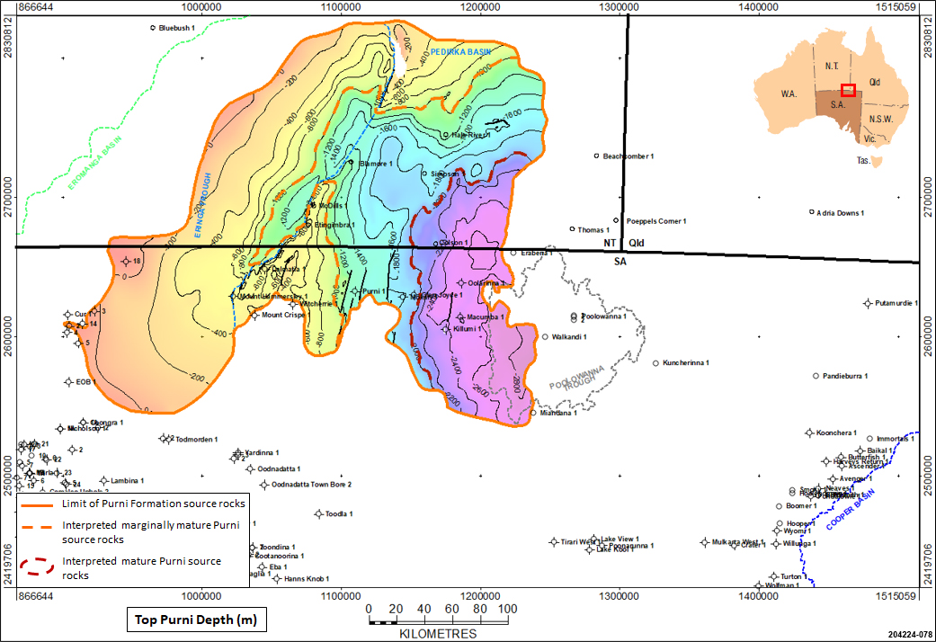 Maturity of the Purni Formation source rocks in the Pedirka Basin (2015 mapping)