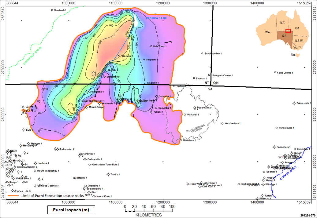 Thickness of the Purni Formation in the Pedirka Basin (2015 mapping)
