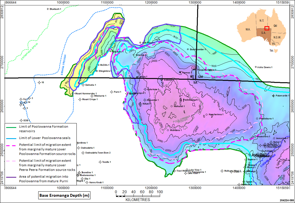 Play elements for the Poolowanna Formation in the Poolowanna Trough and the Eringa Trough.
