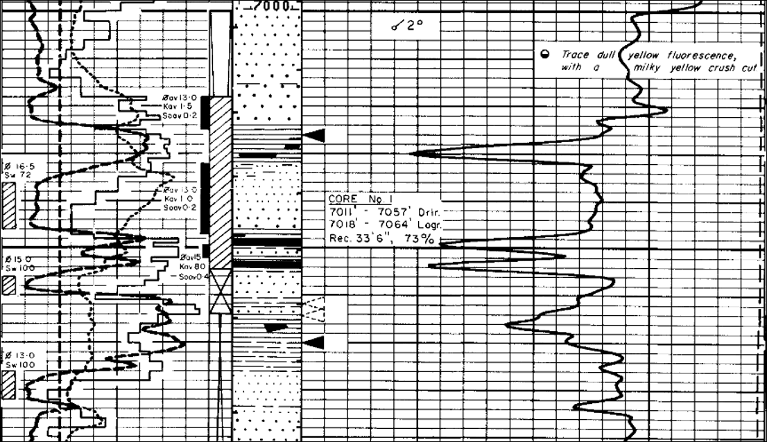 Cored interval in Lower Poolowanna in Erabena 1 (excerpt from Composite Log)