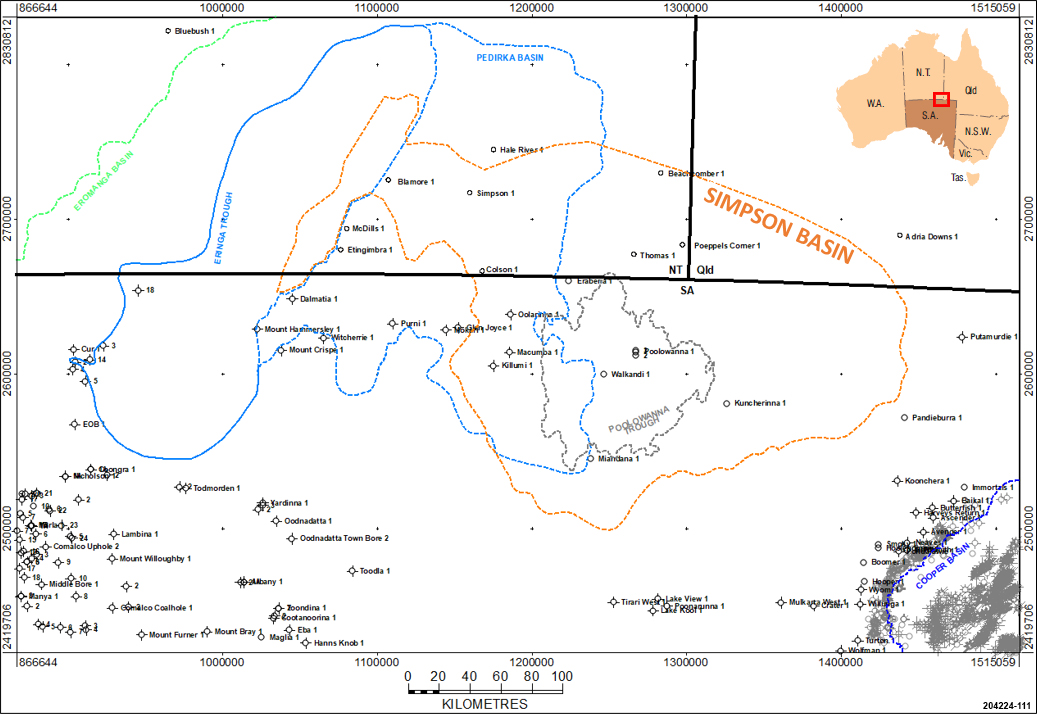Location of the Simpson Basin in central Australia